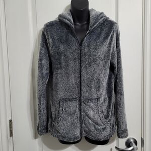 Peace Love & Dreams Cozy Silver Soft Oversized Teddy Zip-up Hoodie Sz Small